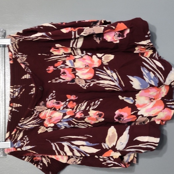 LADIES BILLABONG STRAPLESS FLORAL TOP off shoulders size medium - Picture 2 of 7